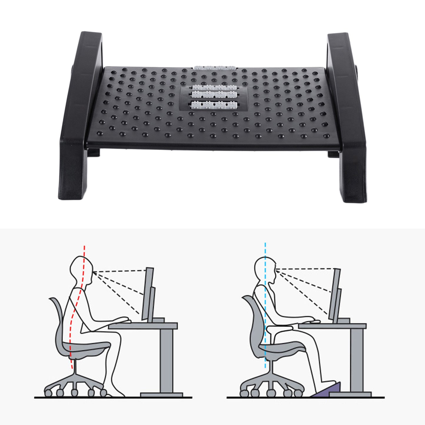 Foot Rest for Office - Adjustable Ergonomic Under Desk Comfort