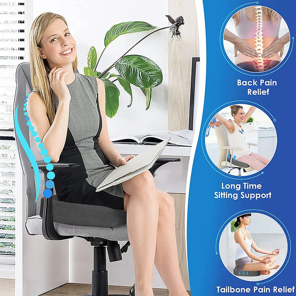 Memory Foam Coccyx Cushion for Tailbone Pain Relief - Office/Car
