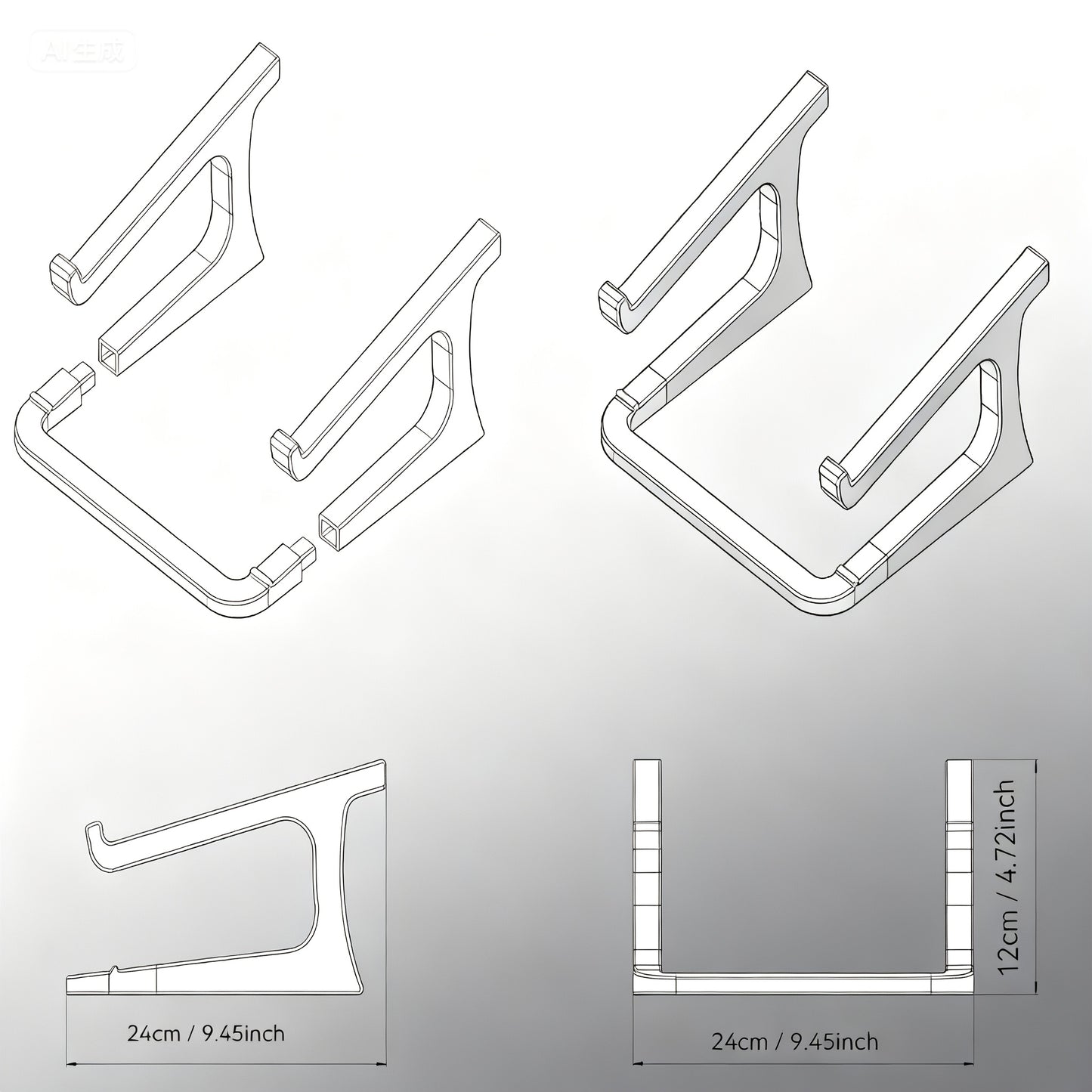 Portable Laptop Stand - Adjustable Height & Cooling Design