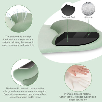 Ergonomic Wrist Rest & Mouse Pad Set - Pain Relief, Non-Slip, Antique Green