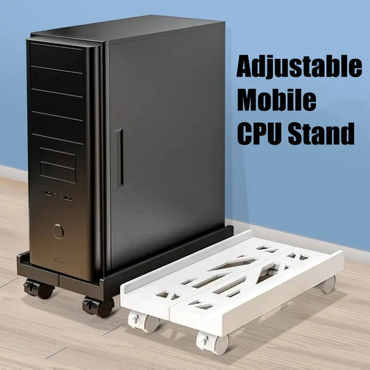 Adjustable Mobile PC Tower Stand with Wheels