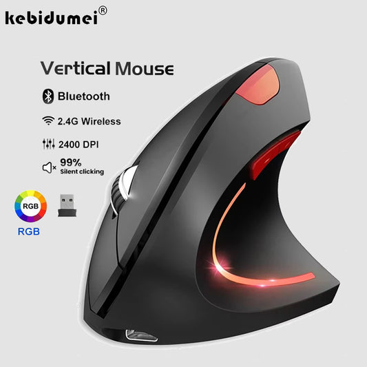 Vertical Mouse Ergonomic  2.4G Wireless & Bluetooth RGB 1600 DPI
