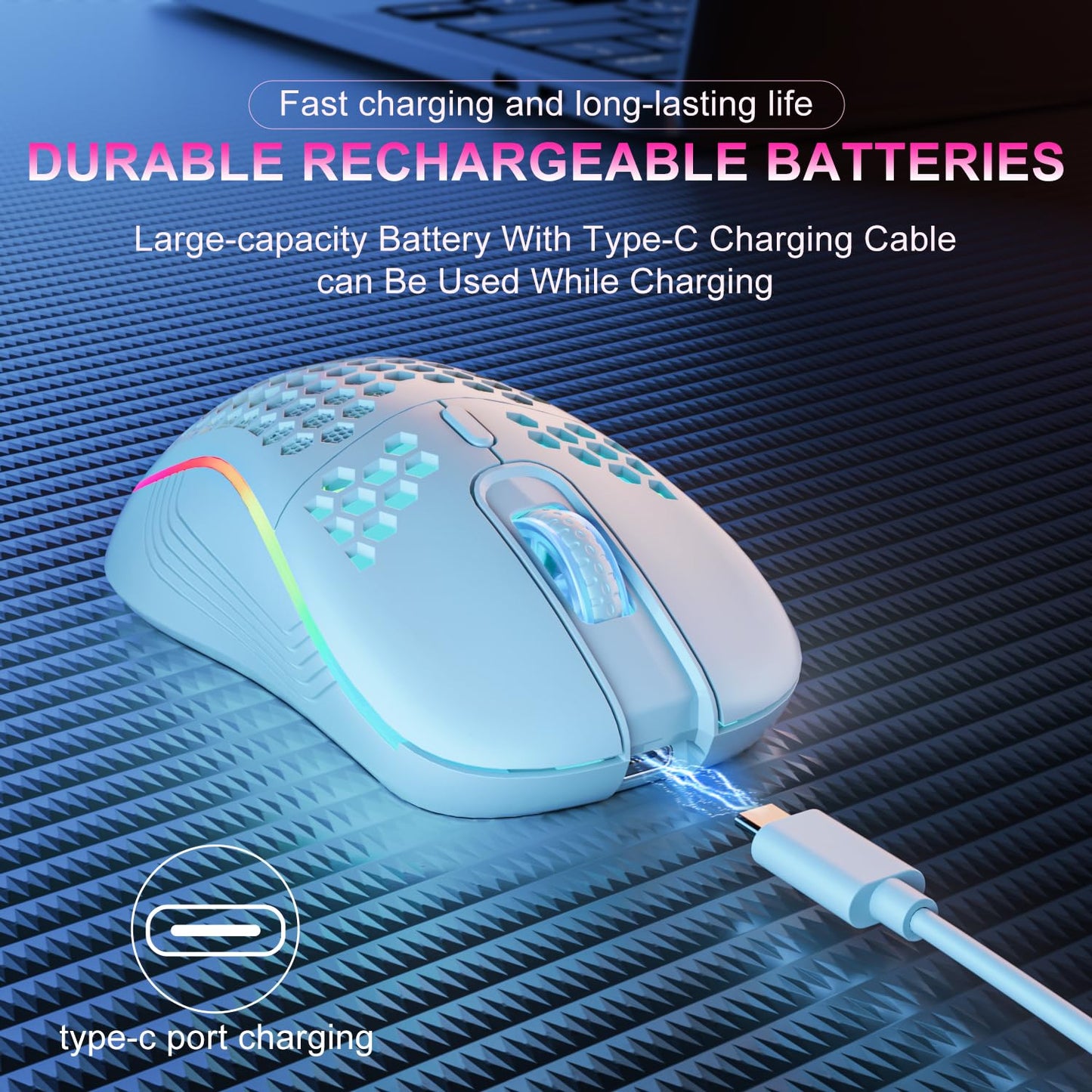 Wireless RGB Gaming Mouse - Ergonomic, Rechargeable, 6-Button