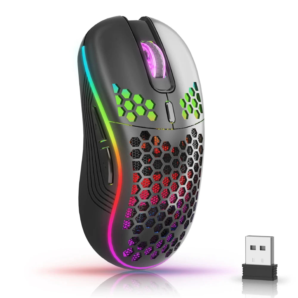 Wireless RGB Gaming Mouse - Ergonomic, Rechargeable, 6-Button
