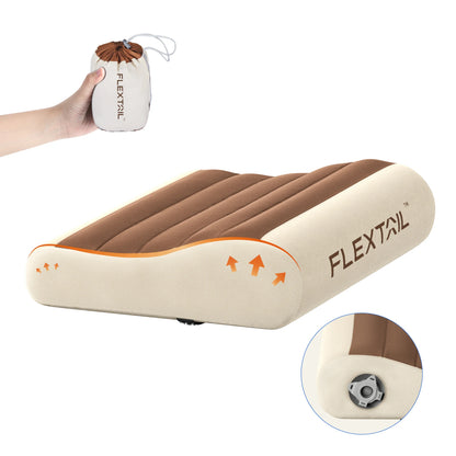 FLEXTAIL ZERO PILLOW - Ergonomic Inflatable Pillow with Dual Support for Travel and Home, Lightweight, Washable, Ultra-Quiet