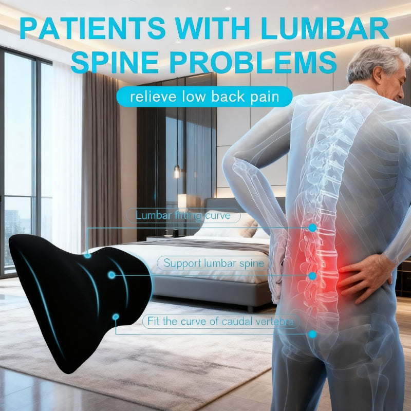 Lumbar Support Pillow - Memory Foam Comfort & Washable Cover