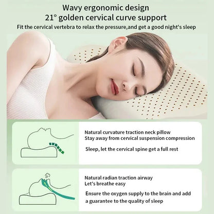 Ergonomic Sleep Cushion Thai Natural Latex Pillow Elastic Neck Support Pillow for Adults Home Dorm Bedroom Daily Rest