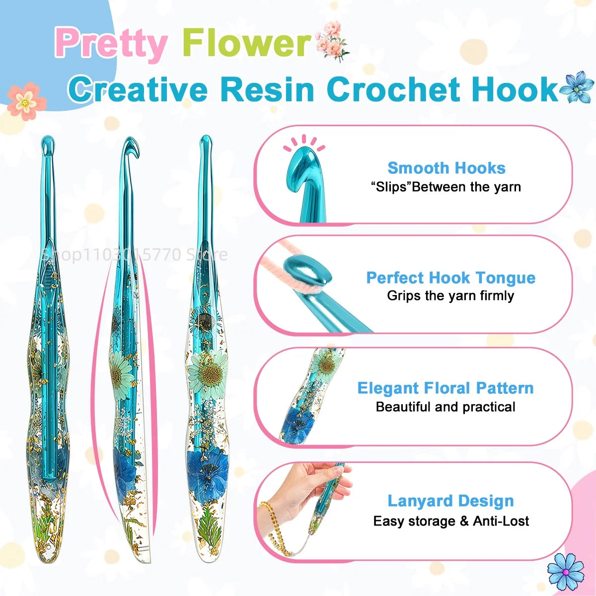 New Resin Crochet Hooks Creative Gourd Shape Yarn Knitting Needles 7.0mm Ergonomic Knitting Supplies Tools DIY Craft Set