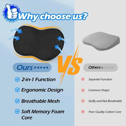 Car Seat Cushion: Memory Foam Lumbar Support Pillow