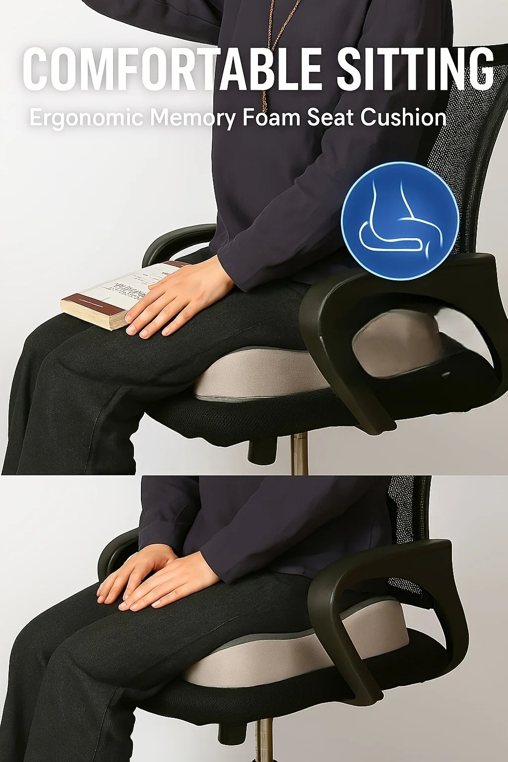 Memory Foam Seat Cushion for Tailbone & Sciatica Relief