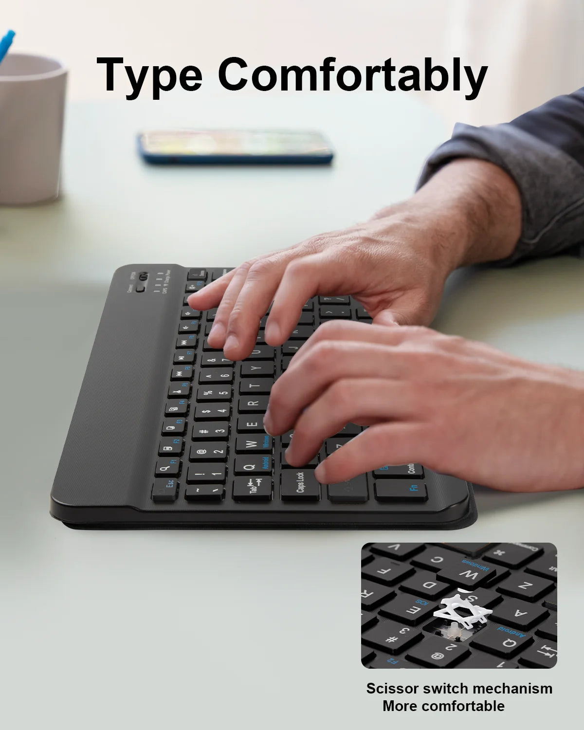 Mini Foldable Wireless Bluetooth Keyboard Rechargeable Folding Portable Keyboards for Tablet Mac Smartphone Windows iOS Android