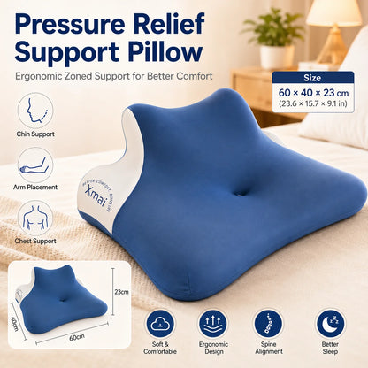 Ergonomic Support Pillow Pressure Relief Back Rest Cushion for Bed Reading Sleeping Chest Arm Support Comfortable Wedge Pillow