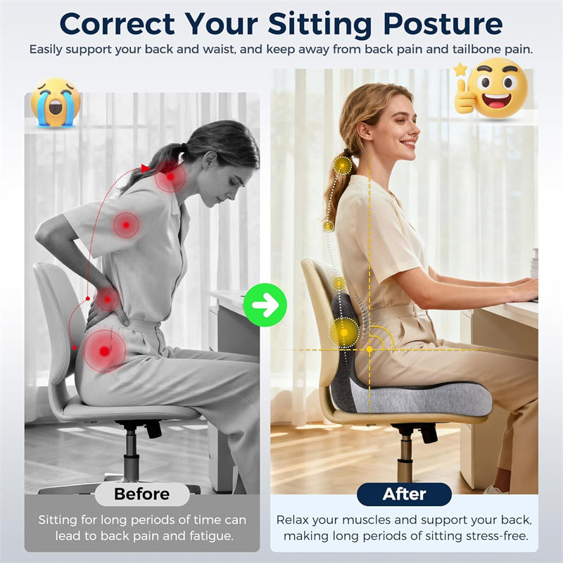 Memory Foam Lumbar Support Pillow for Car & Office