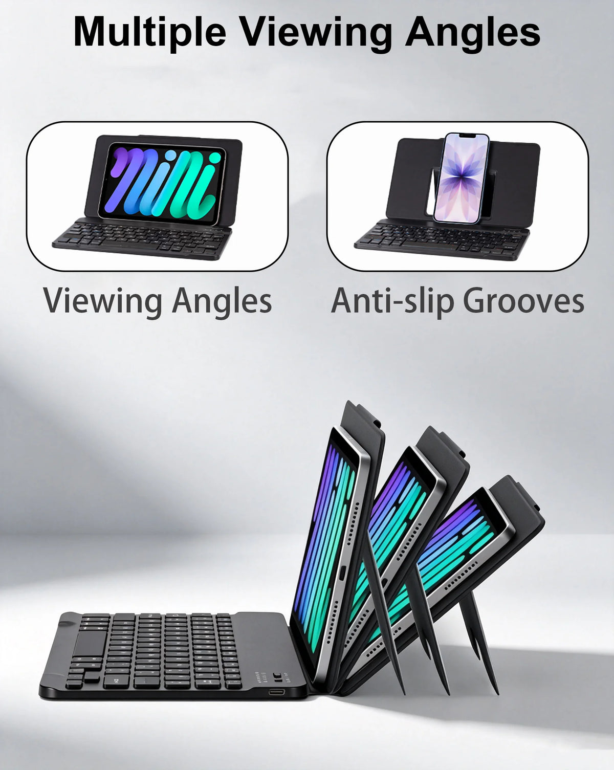 Mini Foldable Wireless Bluetooth Keyboard Rechargeable Folding Portable Keyboards for Tablet Mac Smartphone Windows iOS Android