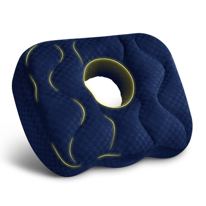 Wave Texture Memory Foam Donut Seat Cushion Ergonomic Coccyx Pillow for Office Car Tailbone Pain Relief