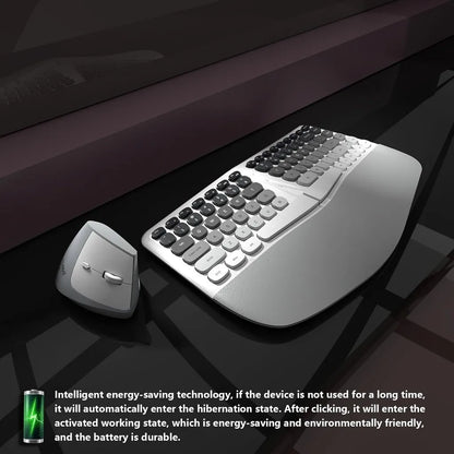 Jomaa Ergonomic Split keyboard and Mouse Creamy Wireless Keyboard Silent Mice Set with Wrist Rest for Laptop, PC, Windows