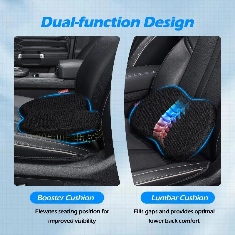 Car Seat Cushion: Memory Foam Lumbar Support Pillow