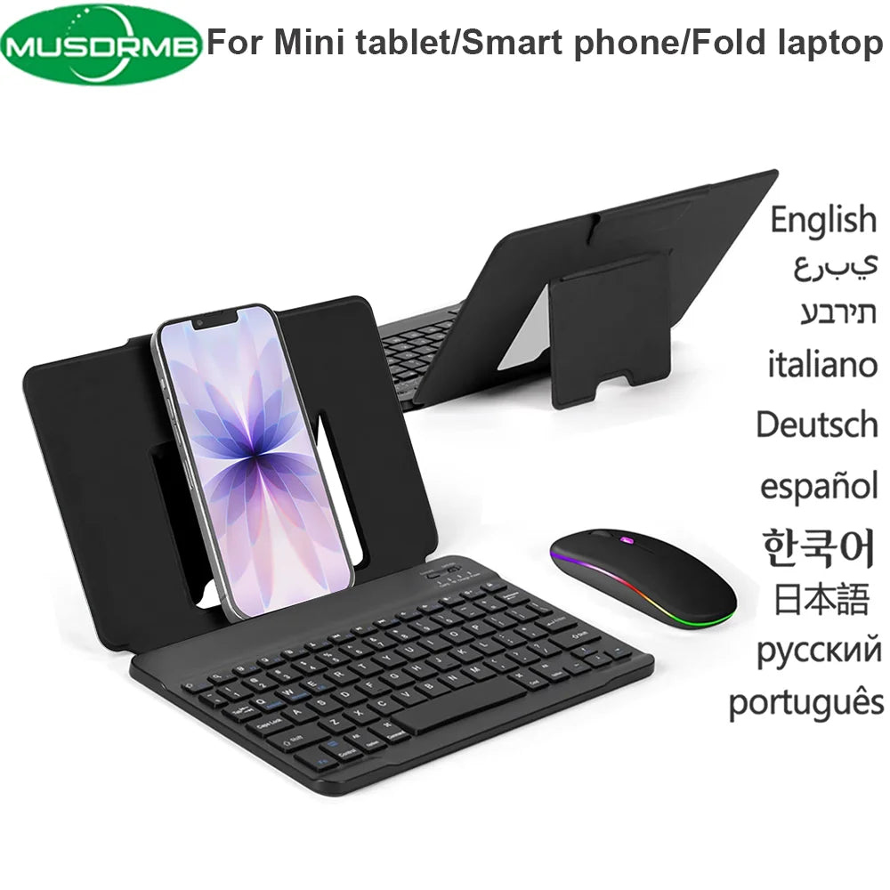 Mini Foldable Wireless Bluetooth Keyboard Rechargeable Folding Portable Keyboards for Tablet Mac Smartphone Windows iOS Android