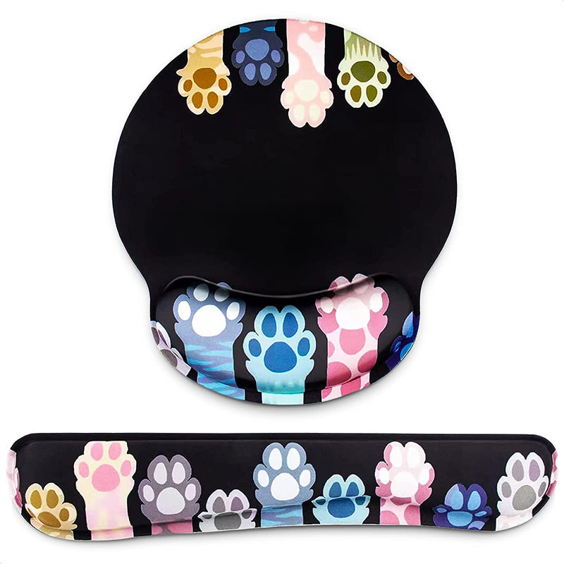 Mouse Pad: Cat Claw Memory Foam Wrist Pad Set - Cute & Anti-Slip