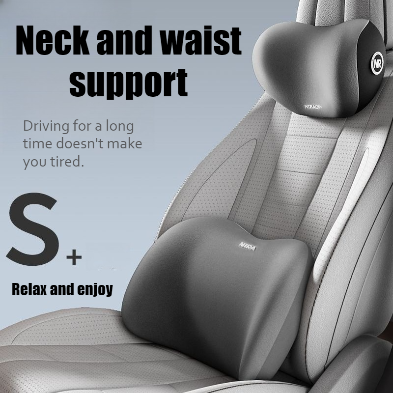 Memory Foam Car Neck Pillow & Lumbar Support Set