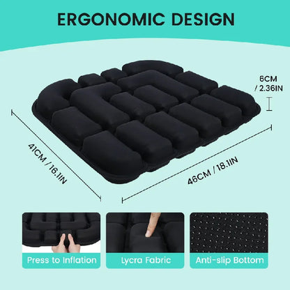 Adjustable Inflatable 3D Pressure Relief Air Cushion Ergonomic Seat Pad For Office Car Wheelchair Long Time Sitting Hip Support