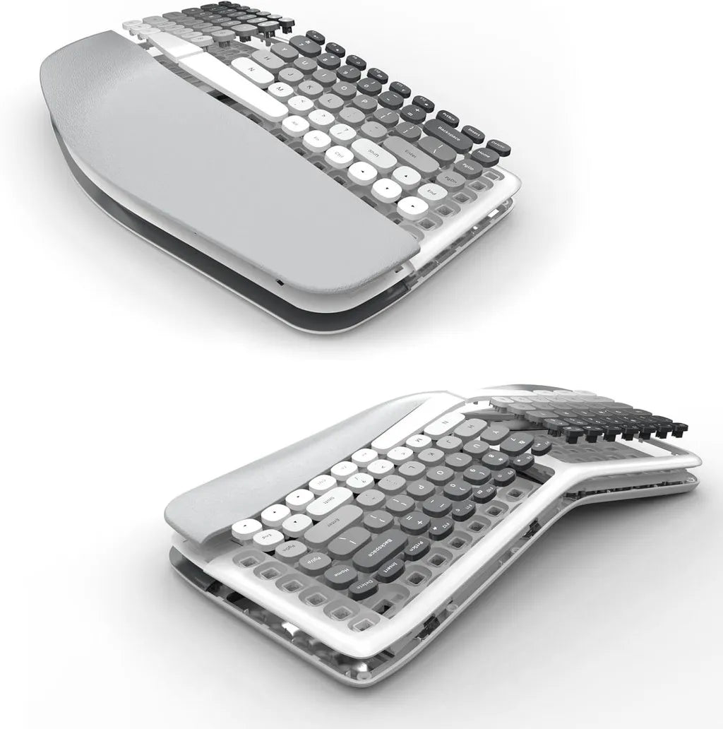 Jomaa Ergonomic Split keyboard and Mouse Creamy Wireless Keyboard Silent Mice Set with Wrist Rest for Laptop, PC, Windows