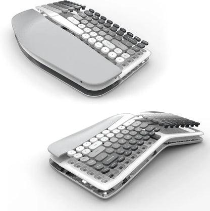 Jomaa Ergonomic Split keyboard and Mouse Creamy Wireless Keyboard Silent Mice Set with Wrist Rest for Laptop, PC, Windows