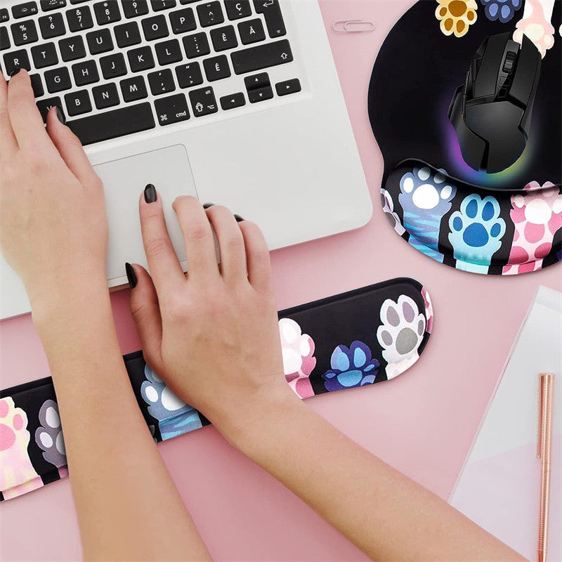 Mouse Pad: Cat Claw Memory Foam Wrist Pad Set - Cute & Anti-Slip