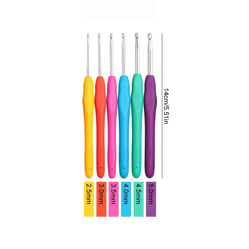 Large Crochet Hooks 2.5mm-5.0mm Soft Grip Yarn Needle Kits Knitting Needles With Ergonomic Handles For Beginners Arthritic Hands