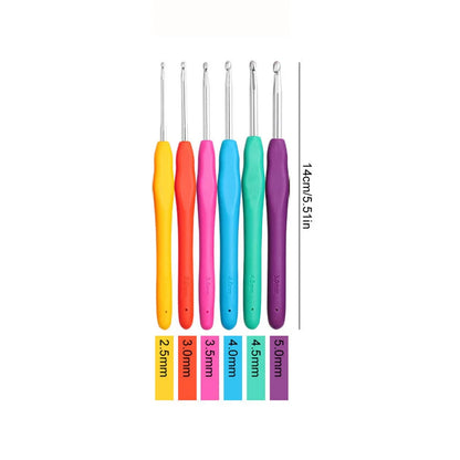Large Crochet Hooks 2.5mm-5.0mm Soft Grip Yarn Needle Kits Knitting Needles With Ergonomic Handles For Beginners Arthritic Hands