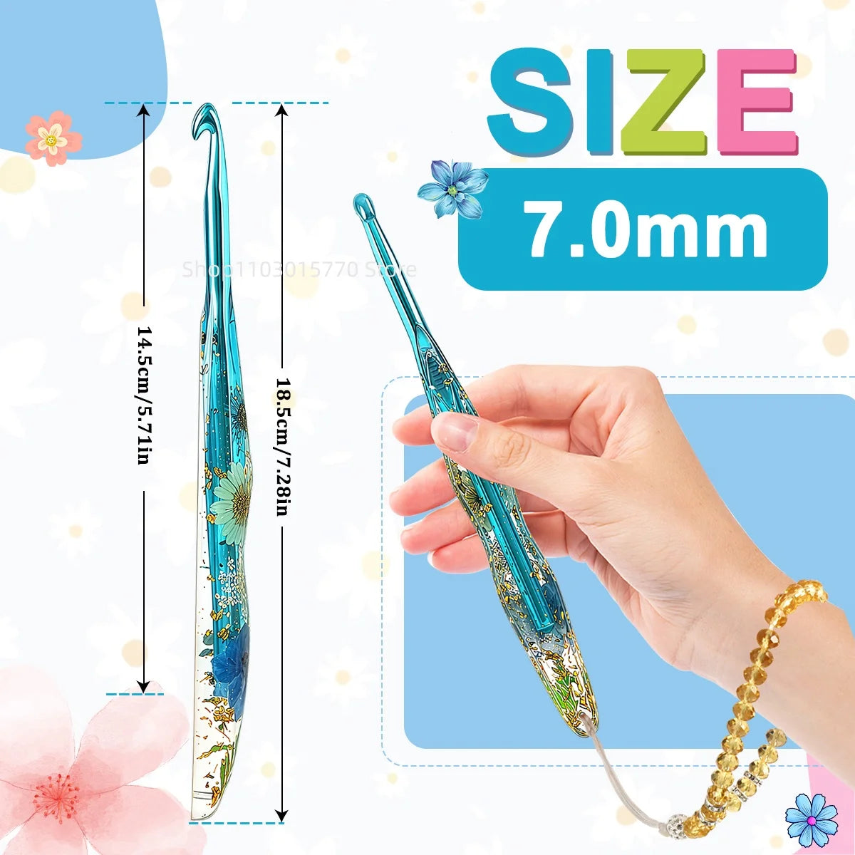 New Resin Crochet Hooks Creative Gourd Shape Yarn Knitting Needles 7.0mm Ergonomic Knitting Supplies Tools DIY Craft Set