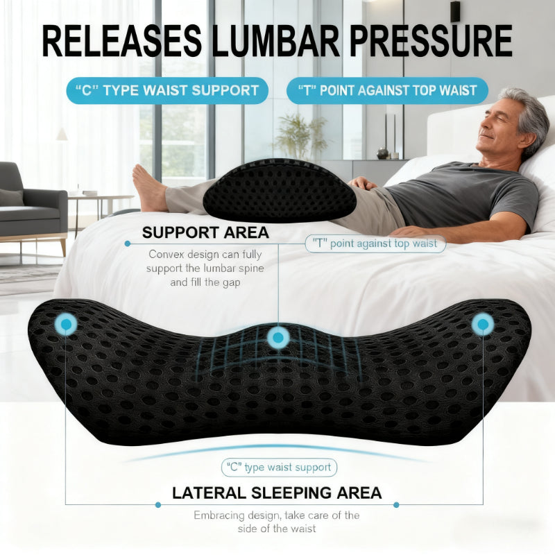 Lumbar Support Pillow - Memory Foam Comfort & Washable Cover