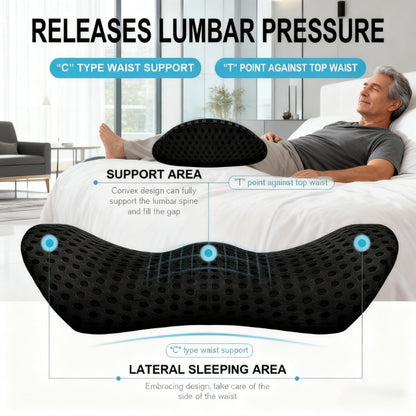 Lumbar Support Pillow - Memory Foam Comfort & Washable Cover