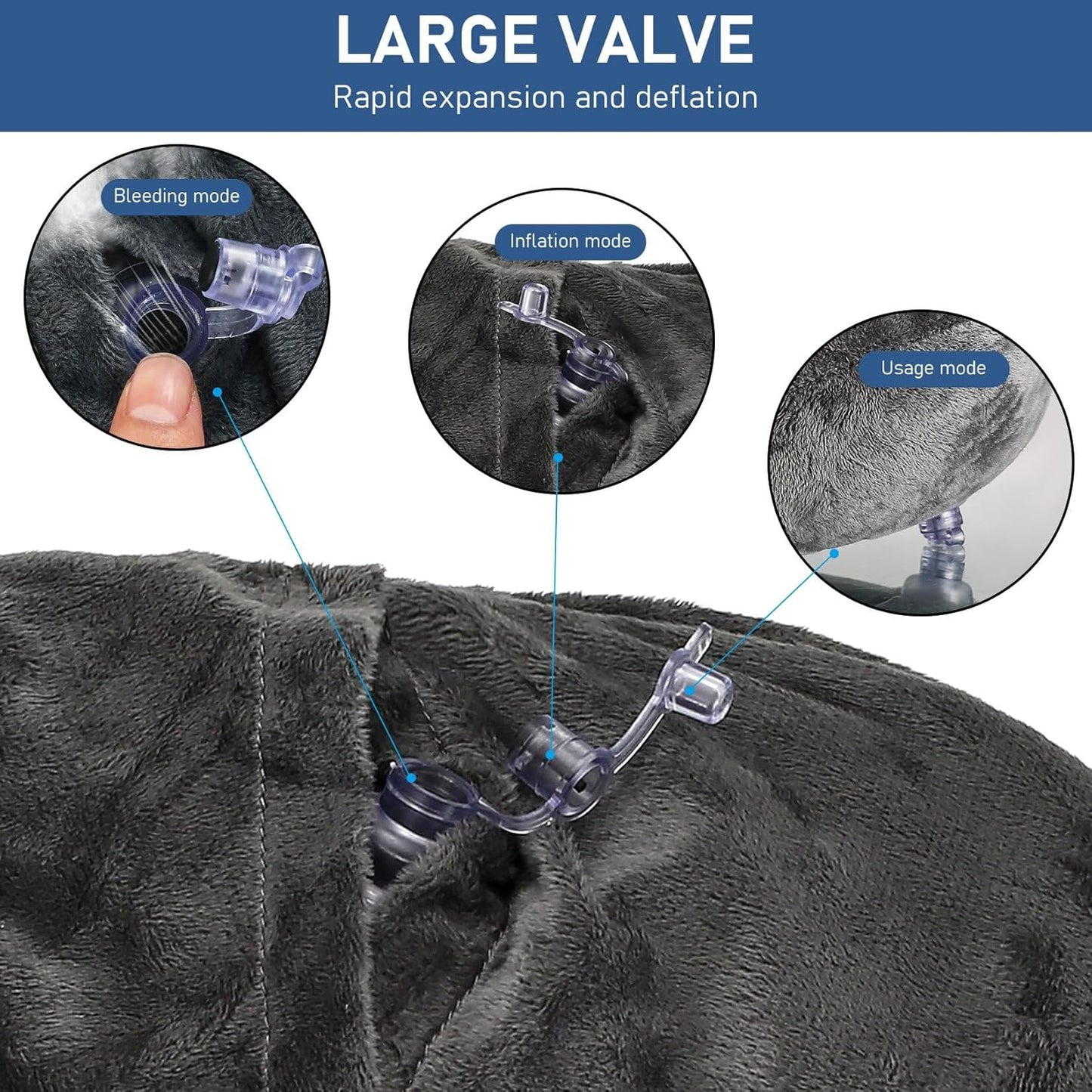 Travel Neck Pillow Inflatable: Velvet Cover, Neck Support, Portable