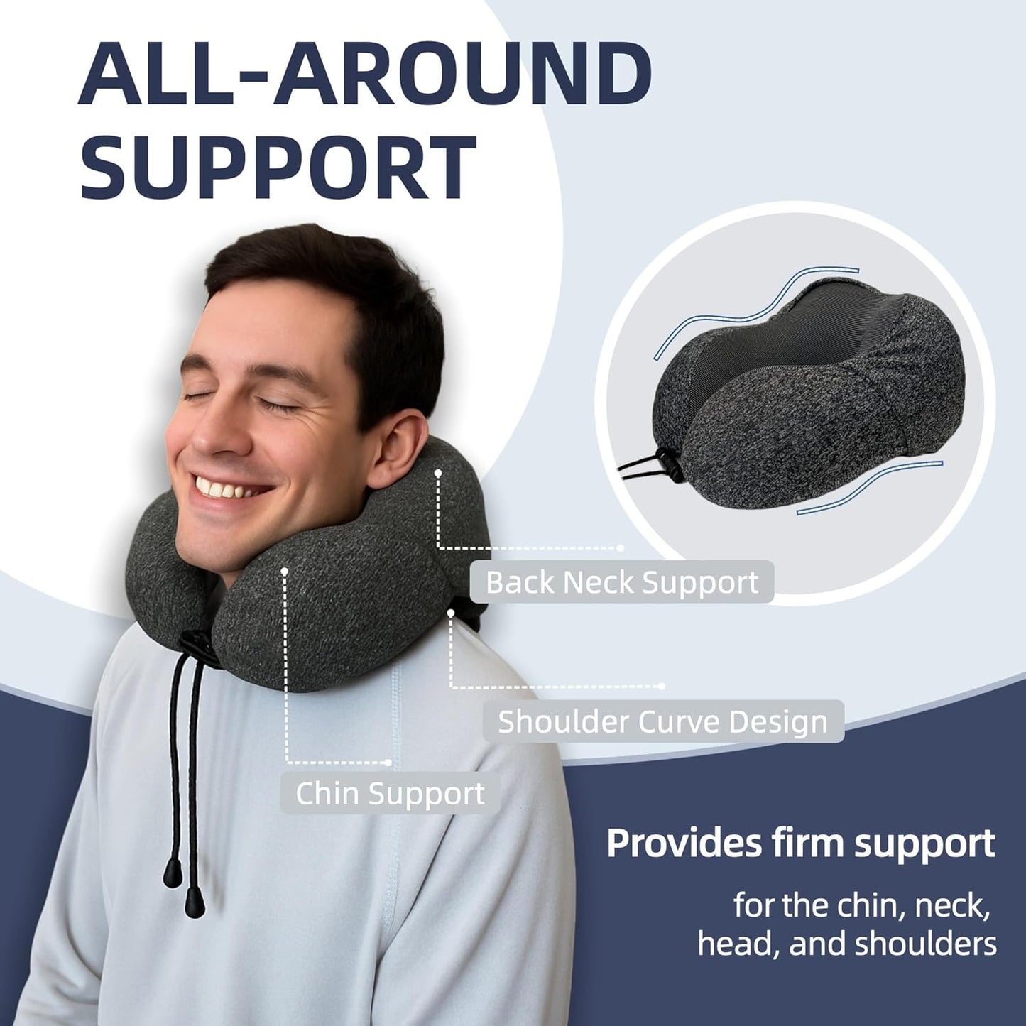 Neck Pillow: Memory Foam Travel Pillow with Hood - ATHENA HOME