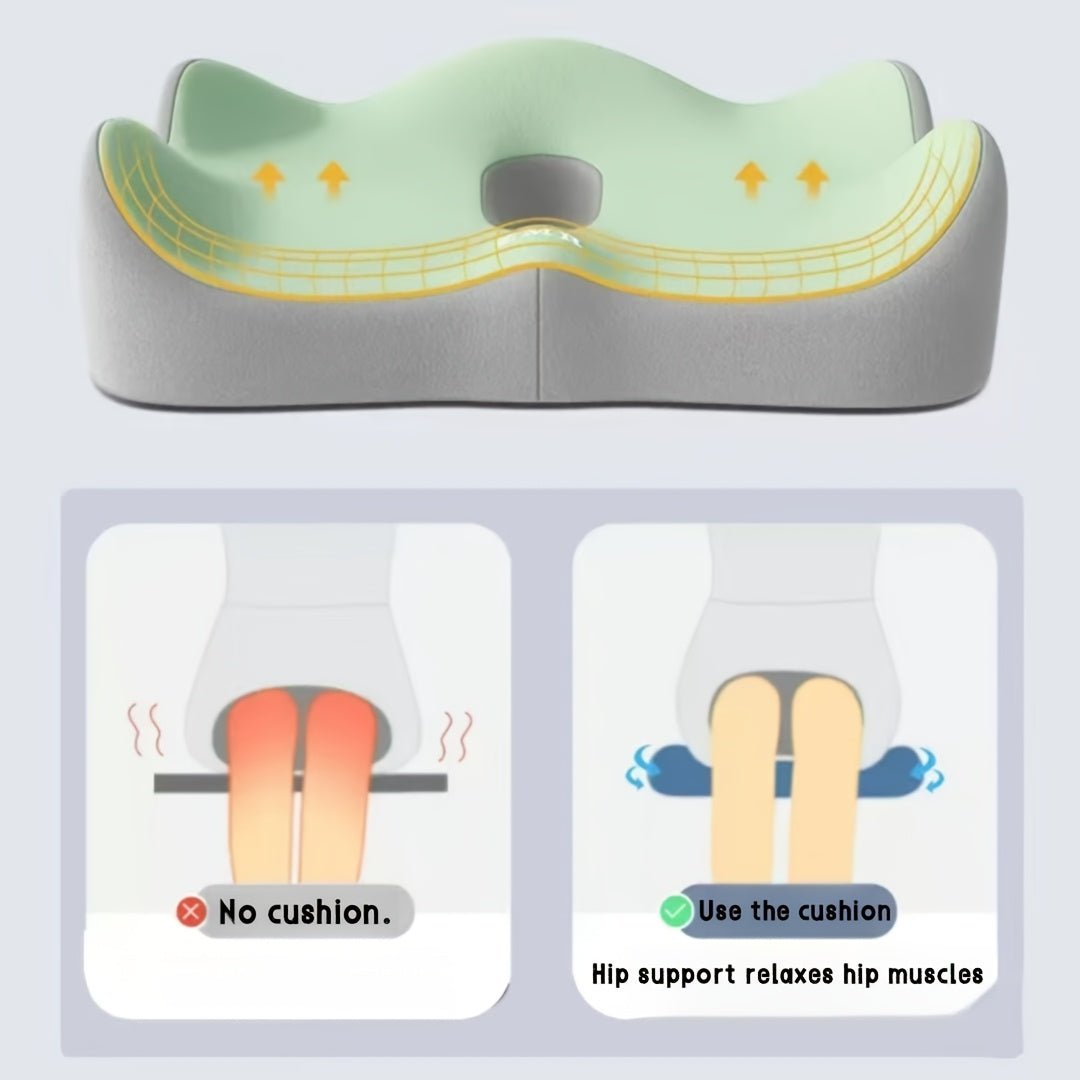 Memory Foam Seat Cushion - 3D Ergonomic Support, Washable