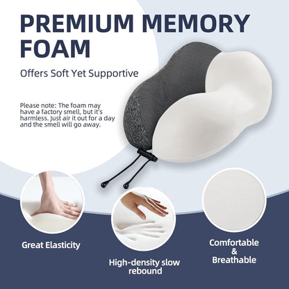 Neck Pillow: Memory Foam Travel Pillow with Hood - ATHENA HOME