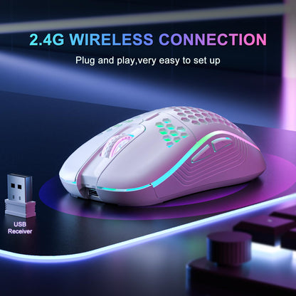 Wireless RGB Gaming Mouse - Ergonomic, Rechargeable, 6-Button