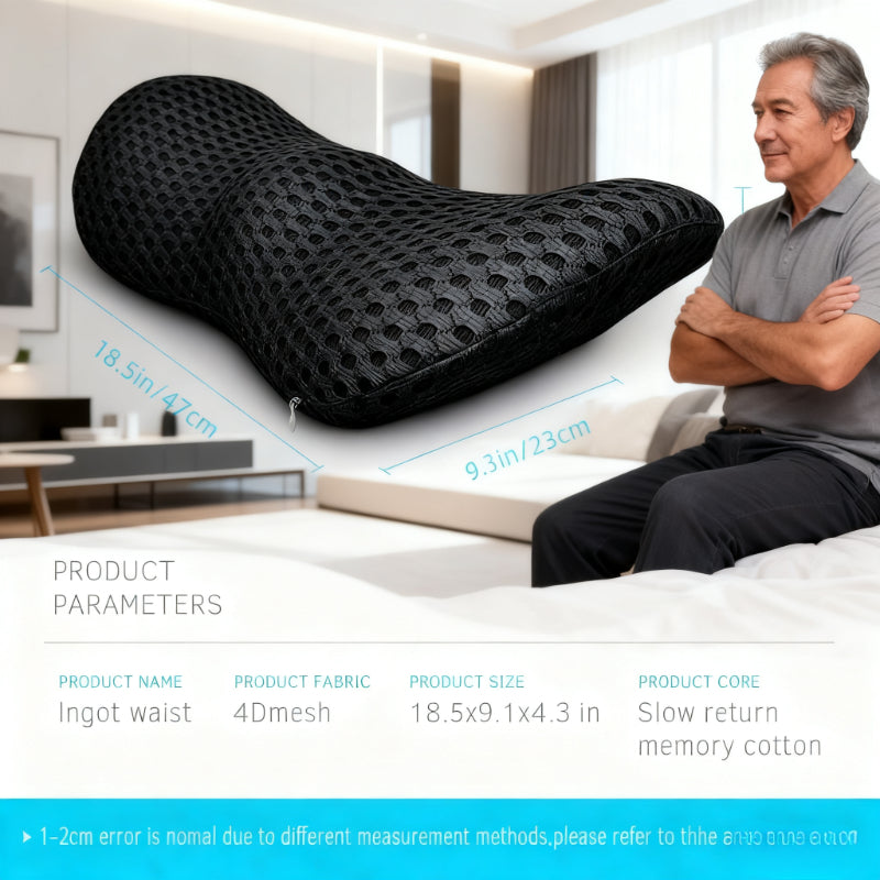 Lumbar Support Pillow - Memory Foam Comfort & Washable Cover