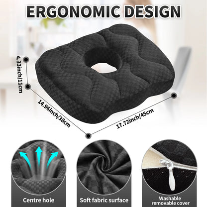 Wave Texture Memory Foam Donut Seat Cushion Ergonomic Coccyx Pillow for Office Car Tailbone Pain Relief