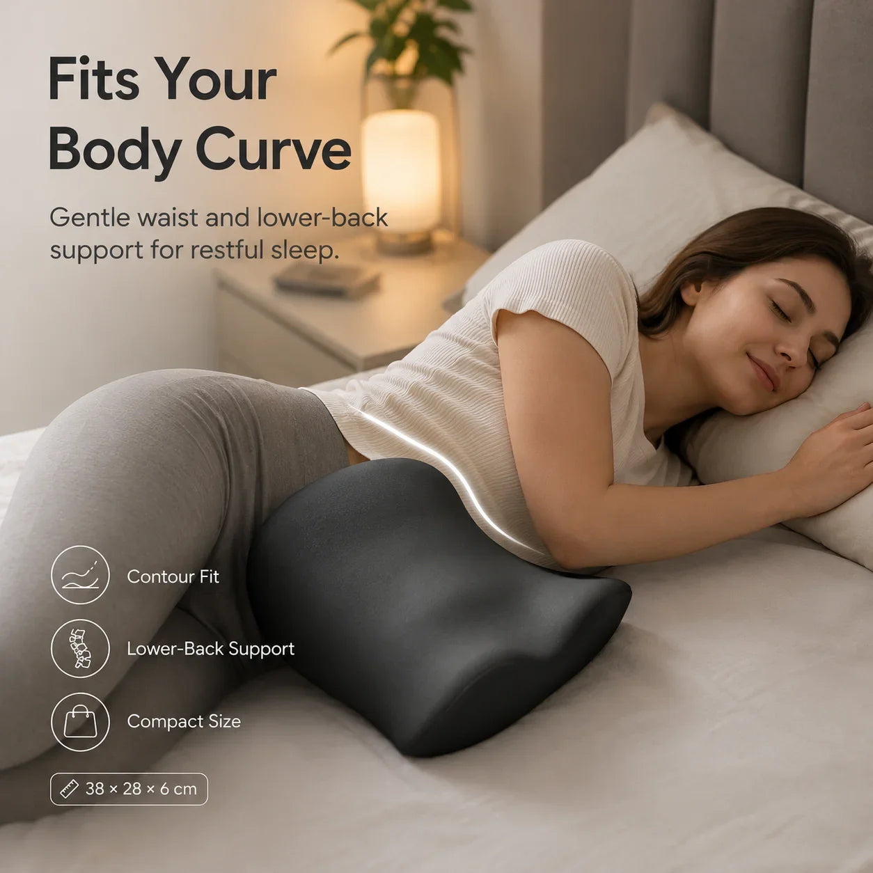 Ergonomic Lumbar Support Pillow, Memory Cotton Sleep Back Pillow, Comfortable Orthopedic Bed Lumbar Protrusion Support