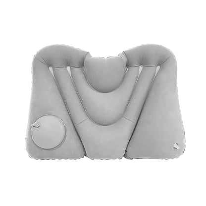 1pc Soft Flocked PVC Press Inflate Back Cushion, Ergonomic Inflatable Waist Support Pillow for Travel Driving Office Napping