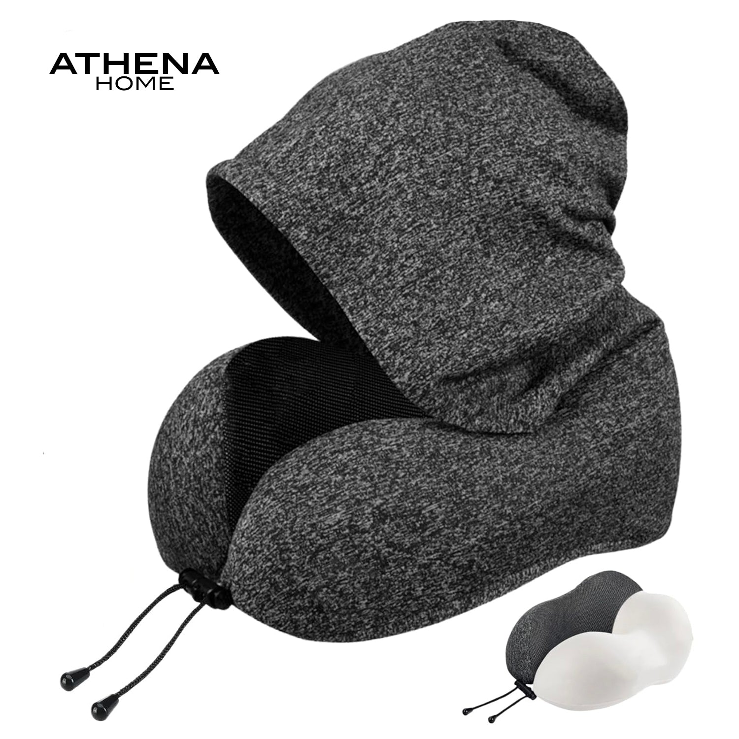 Neck Pillow: Memory Foam Travel Pillow with Hood - ATHENA HOME