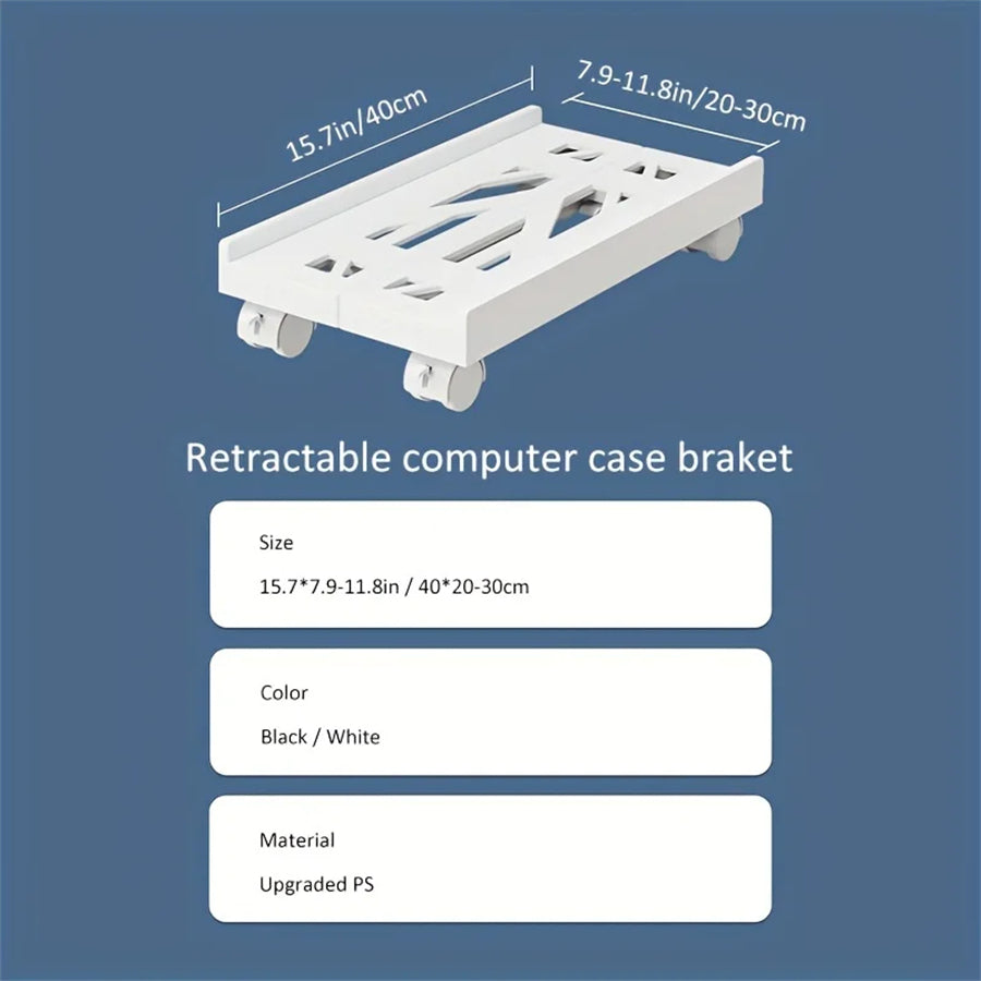 Adjustable Mobile PC Tower Stand with Wheels