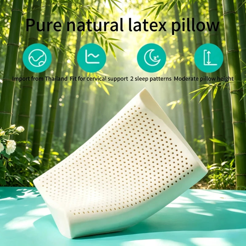 Ergonomic Sleep Cushion Thai Natural Latex Pillow Elastic Neck Support Pillow for Adults Home Dorm Bedroom Daily Rest