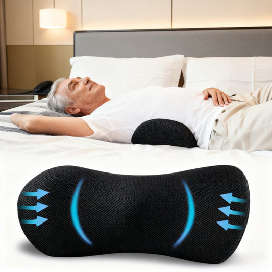 Lumbar Support Pillow - Memory Foam Comfort & Washable Cover