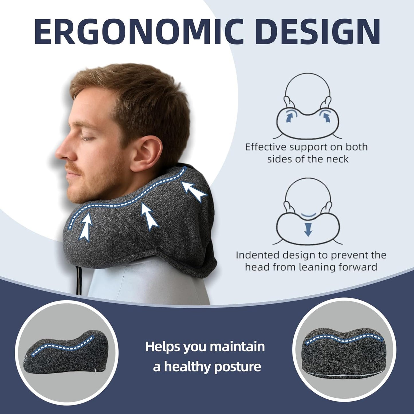Neck Pillow: Memory Foam Travel Pillow with Hood - ATHENA HOME