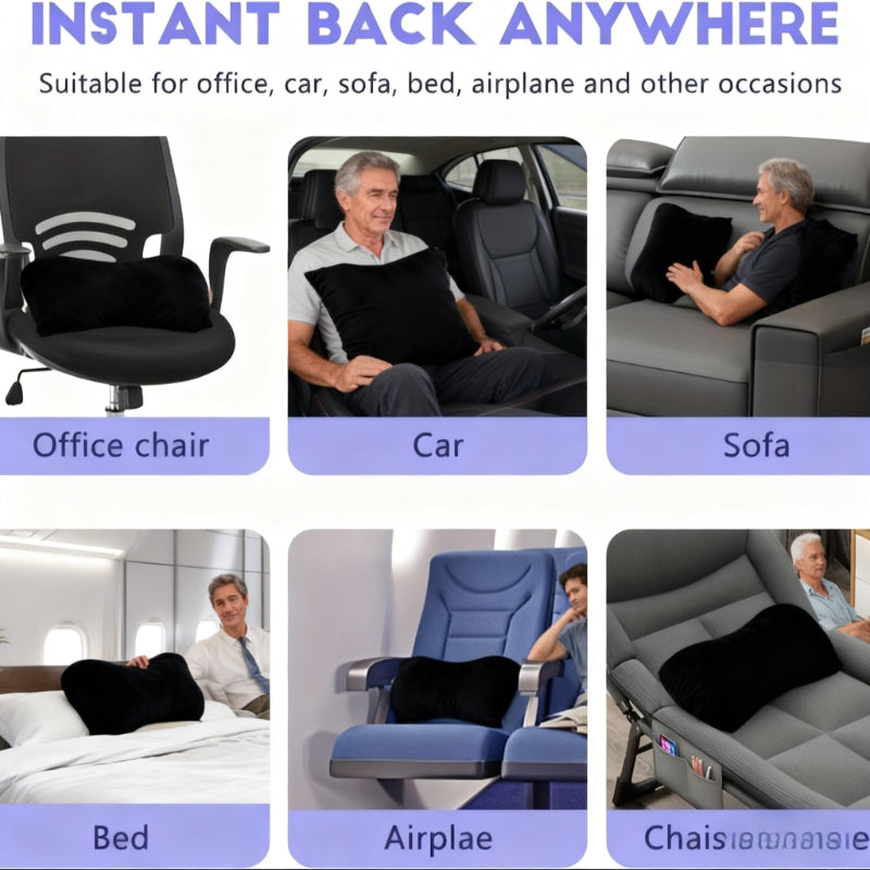 Lumbar Support Pillow - Memory Foam Comfort & Washable Cover