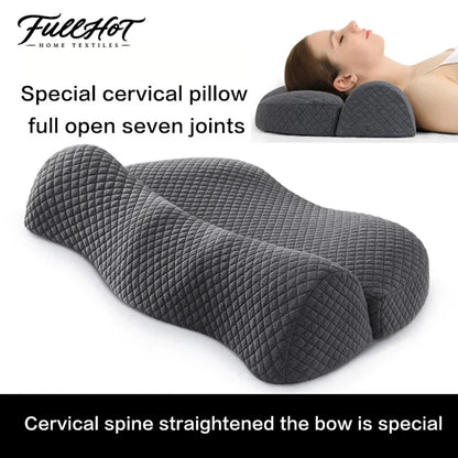 FULLHOT Cervical Pillow, Memory Foam Contour Pillow, Bed Pillows for Side Sleeper Ergonomic Orthopedic Sleeping Pillow