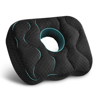 Wave Texture Memory Foam Donut Seat Cushion Ergonomic Coccyx Pillow for Office Car Tailbone Pain Relief